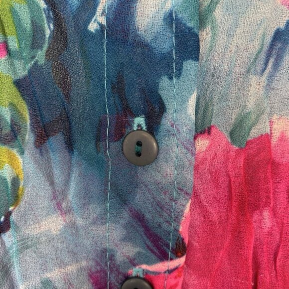 Vintage 2 Rare Womens 2X Dress Colorful Flowy Floral Abstract Maxi 80s Crinkle - Picture 7 of 16